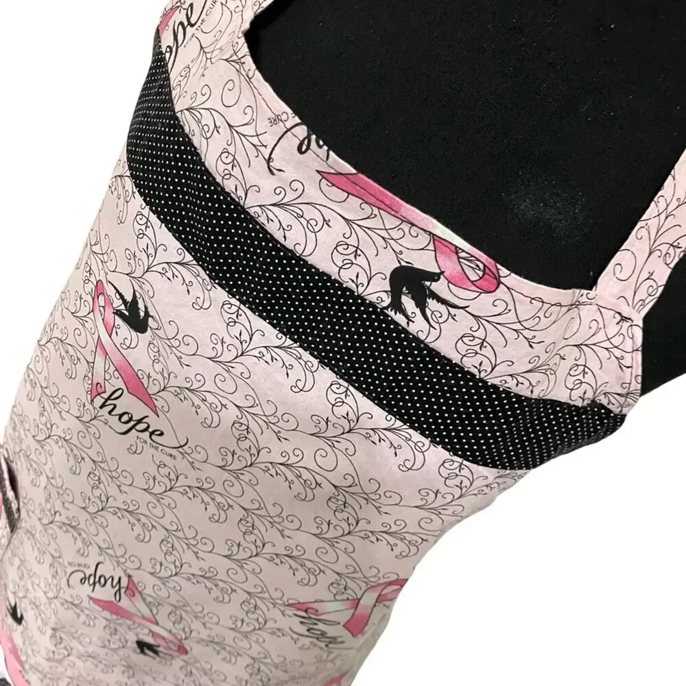 Chic Pink and Black Kitchen Apron Cancer Awareness